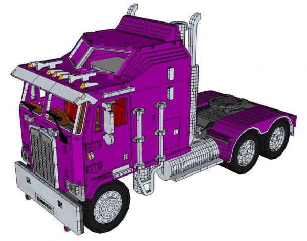 US Truck K100 (Cabover) Sattelzugmaschine als 3D Großmodell - Zeichnung